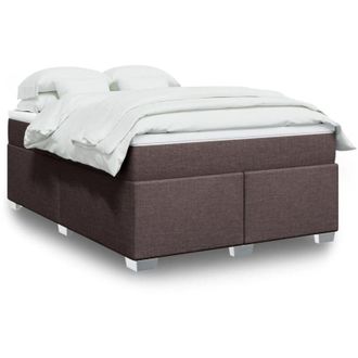 vidaXL Cama Box Spring Con Colch&oacute;n Tela Marr&oacute;n Oscuro 140x200 Cm Vidaxl