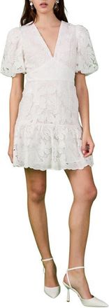 endless rose Sequin Lace Fit & Flare Minidress in White at Nordstrom, Size X-Small