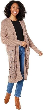 Saltwater Luxe Duster Sweater Womens Beige Cotton Blend Long Sleeve JDM1131