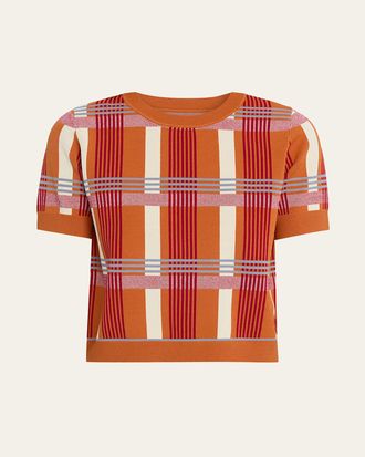 Zankov Plaid Short-Sleeve Sweater