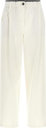 Brunello Cucinelli White Cotton Casual Womens Pants