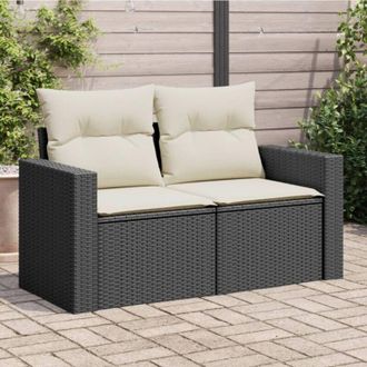 vidaXL Vidaxl - Divano da Giardino con Cuscini a 2 Posti Nero in Polyrattan