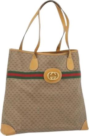 Gucci Pre-owned Vintage Tote Bag - Dames - Vintage Shopper - Beige - ONE Size - Leer - Vintage