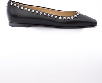 Jimmy Choo London Black Leather Dome Studs Mirele Ballet Womens Flat