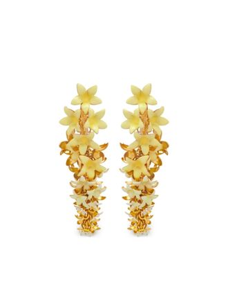Oscar De La Renta floral drop earrings - women - Gold Plated Brass - One Size - Yellow