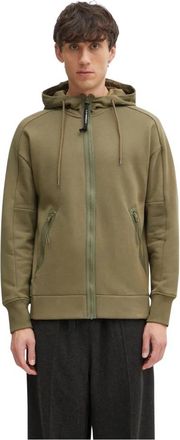 C.P. Company Soepele Hoodie met Rits - Heren - Vesten met rits - Groen - L - Katoen - Hoodies & sweatvesten