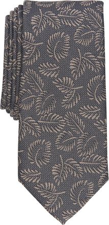 Alfani Mens Breton Leaf Print Necktie - Tan