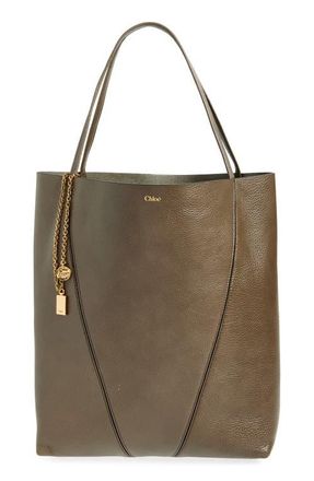 Chloé Large Spin Leather Tote in Flannel Grey at Nordstrom