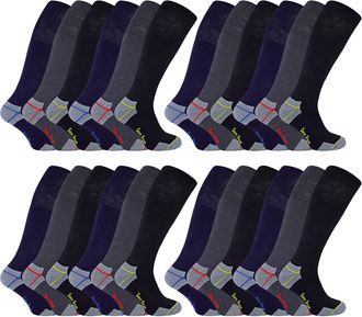 Sock Snob 24 Pairs Mens Durable Knee High Work Socks - Black Lace - Size UK 12-14