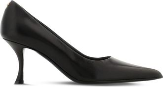 Ferragamo Pointed-Toe Heels with Curved Kitten Heel and Metallic Detail