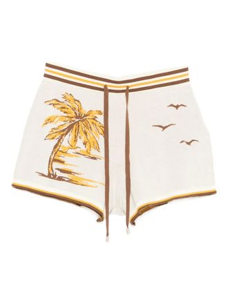 Zimmermann Daylight palm-tree jacquard shorts - Beige