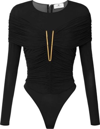 Elisabetta Franchi Gekreide Top van Cr&ecirc;pe - Dames - Bodies - Zwart - L - Tops
