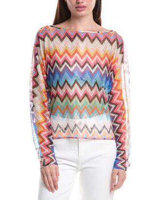 M Missoni Sheer Zigzag Print Top