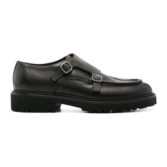 Doucal's Black Monk Shoes Grained Leather - male - Doucals - Flat Shoes - Black - 11 UK - Shoes