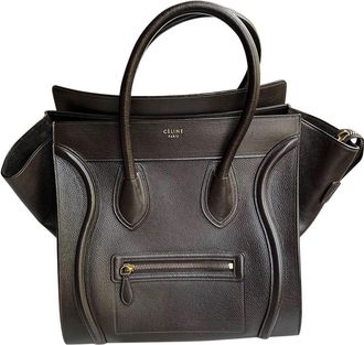 Celine Brown Grained Calfskin Mini Luggage Bag