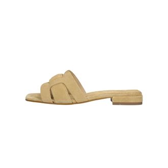 Stefano Lauran Slippers met vierkante neus - Dames - Schoenen - Beige - Maat: 38 EU Leer