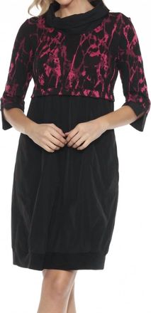 Joseph Ribkoff Abstract Print Cowl Neck Cocoon Dress In Black/pink
