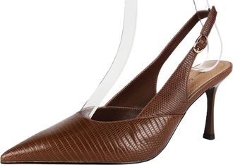 Generic Womens Elegant Pointed Toe Ankle Strap Heels Pumps for Evening Wedding Party Formal AQ002 Brown 8.5