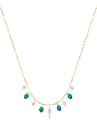 Meira T 14K 0.50 Ct. Tw. Diamond & Opal Necklace