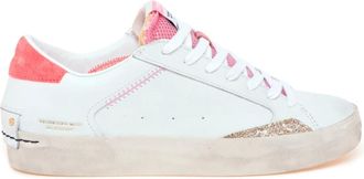 Crime London Schoenen, Dames, Wit, 37 EU, Leer, Distressed Sneaker