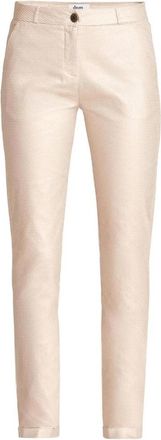 ZiZo Goudkleurige Pied-de-Poule Broek - Dames - Chinos - Roze - XS - Katoen - Broeken