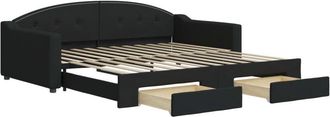 vidaXL Sof&aacute; Cama Nido Con Cajones Tela Negro 100x200 Cm Vidaxl