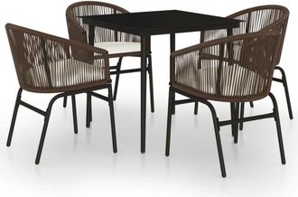 vidaXL Juego De Comedor De Jard&iacute;n 5 Piezas Con Cojines Marr&oacute;n Vidaxl