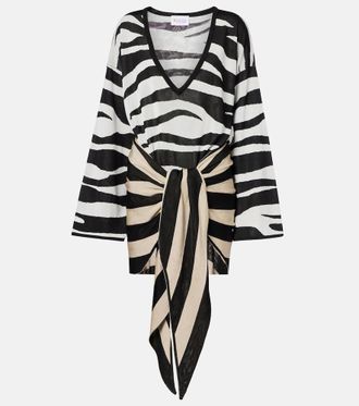 The Attico Knitted zebra-print minidress