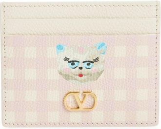 Valentino Garavani VLOGO Signature Le Chat De la Maison Leather Card Case in Ivory/Multi at Nordstrom