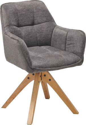 MID.YOU Mid.you Armlehnstuhl, Eichefarben, Dunkelgrau, Holz, Textil, Eiche, massiv, Drehkreuz, 63x83x61 cm, inklusive Armlehnen, Holzmöbel, Sitzgelegenheiten 