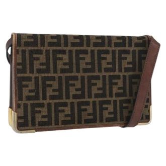 Fendi Pre-owned Cross Body Bags, female, Brown, Size: ONE SIZE Pre-owned Zucca Canvas Shoulder Bag