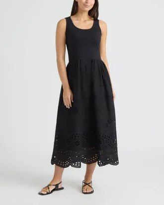 Ellen Tracy Twofer Dress with Eyelet Skirt