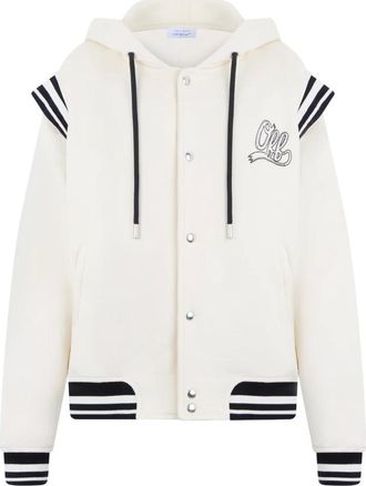 Off-white Bomber Jackets, male, White, Size: M Off Fleece Varsity Hoodie