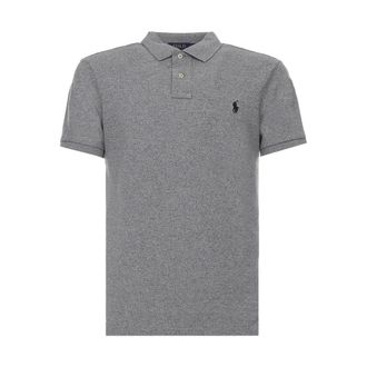 Polo Ralph Lauren Tops, Heren, Grijs, S, Katoen, Grijs Logo Geborduurd Slim Fit Poloshirt