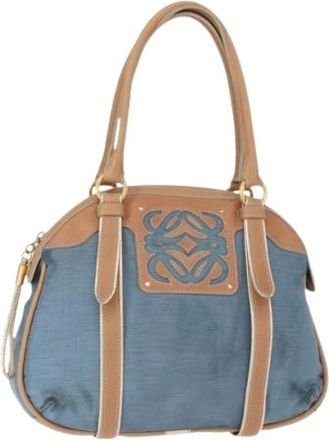 Loewe Pre-owned Handbags, female, Blue, Size: ONE SIZE Pre-owned Nylon Handbag