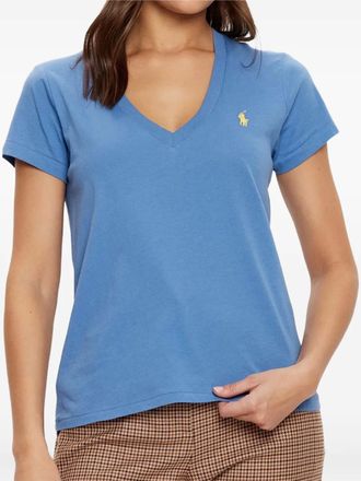 Polo Ralph Lauren V-neck T-shirt - women - Cotton - M - Blue
