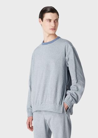 Emporio Armani Mens Sweatshirt in Blue Cotton - Size X-Large