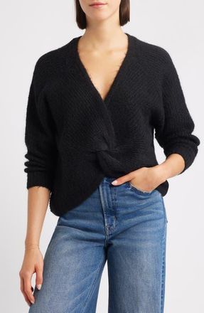 Hatley Twist Front Sweater in Black at Nordstrom, Size X-Large