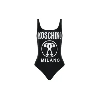 Moschino Badmode, Dames, Zwart, M, Double Question Mark Swimsuit