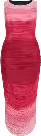 City Chic Halo Ombr&eacute; Sleeveless Ruched Maxi Dress in Ruby Ombre at Nordstrom, Size 22W