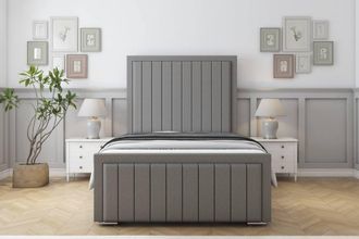 Sloomy Pemberton Dumfries Deep-Sided Bed Frame With 50 Upholstered Headboard in Light Grey | Size: Small Single
