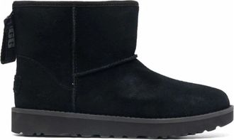 UGG Classic Mini Logo Ritslaars - Dames - Winterlaarzen - Zwart - 35 EU - Wol - Schoenen
