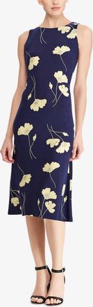American Living Floral Print Jersey Midi Dress In Navy/yellow
