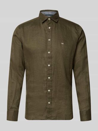 Fynch-Hatton Fynch-Hatton Slim Fit Leinenhemd mit Haifischkragen in Oliv, Gr&ouml;&szlig;e 3XL