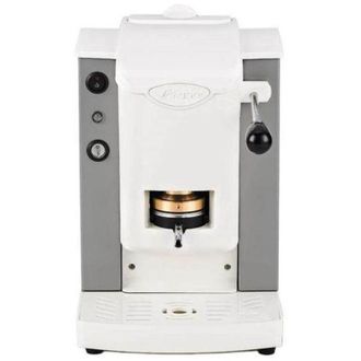 Faber Slot Plast Basic - Cafetera Con Prensa Monodosis De Lat&oacute;n - Estructura De Metal Gris Y Frontal De Policarbonato Blanco