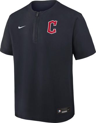 Nike Cleveland Guardians Authentic Collection Nike Mens Dri-FIT MLB 1/4-Zip Short-Sleeve Windshirt in Blue | 04HF0GIOGUA-Q9T