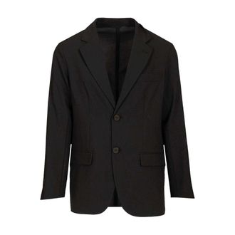 Emporio Armani Single-breasted Jacket in Technical Seersucker Fabric - male - Emporio Armani - Blazers - Black - M - Jackets