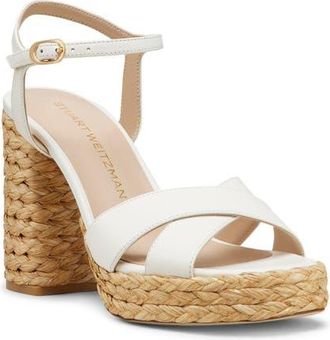 Stuart Weitzman Dayna Platform Sandal in Cream/Natural at Nordstrom, Size 8.5