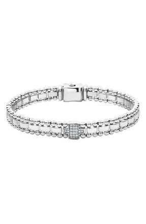 Lagos Caviar Spark Diamond Station Bracelet in Silver/Diamond at Nordstrom, Size 7