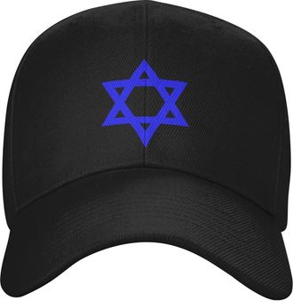 Generic Blue Star of David Hat Caps for Men Women Star of David Baseball Cap Adjustable Trucker Dad Hats Black